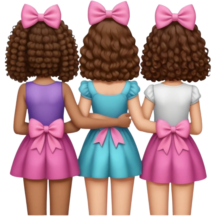 5 besties side by side from behind 2 girls with curly hair and the rest straight hair with bows in their hair emoji