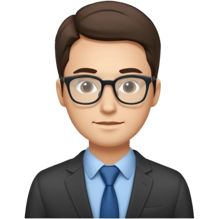 a man in his early 30s wearing glasses for a tech company emoji