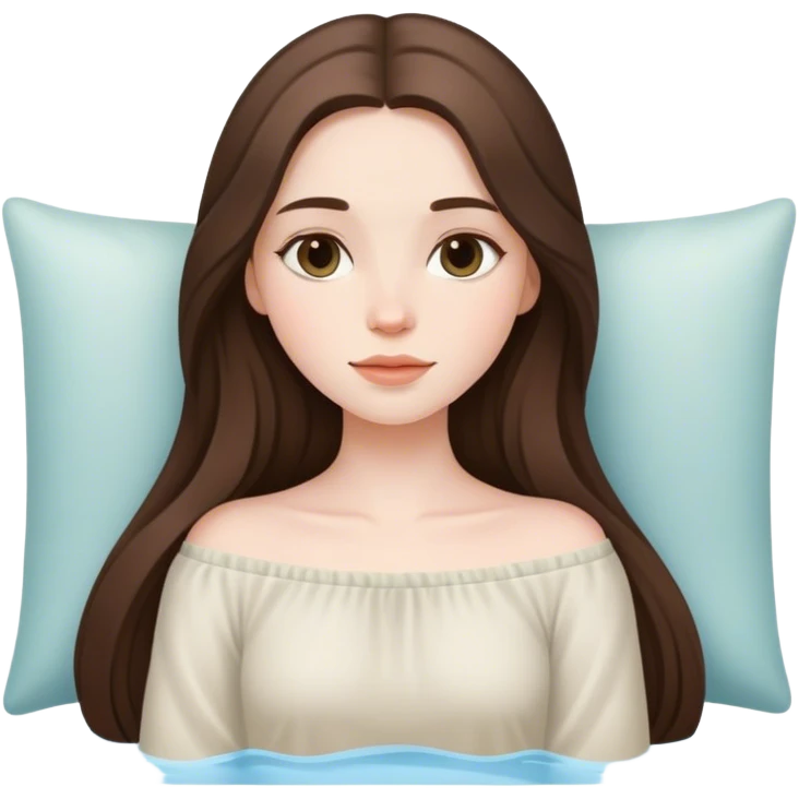  beautiful pale brunette girl with long hair relaxing emoji