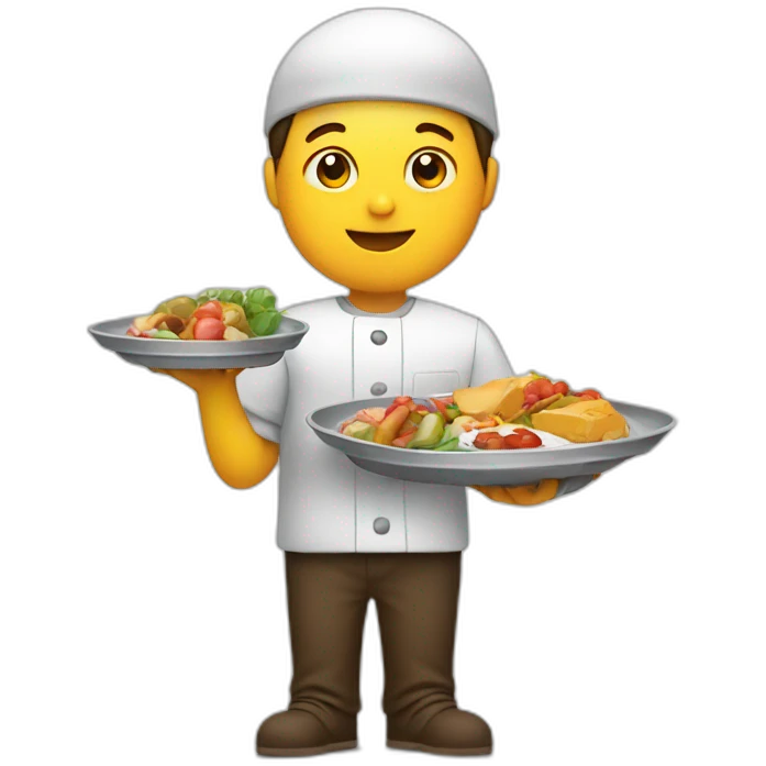 holding a tray with food in it emoji