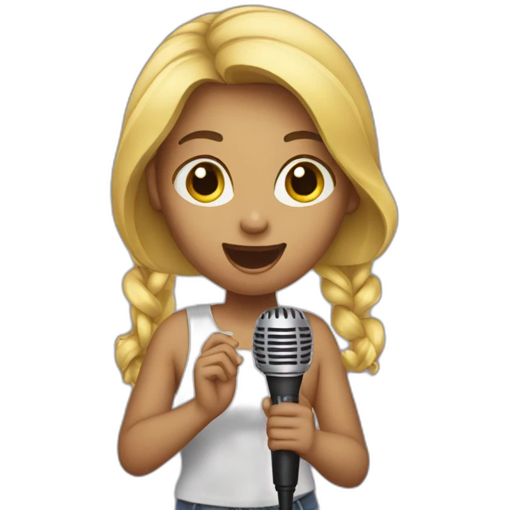 A girl holding mic and singing  emoji