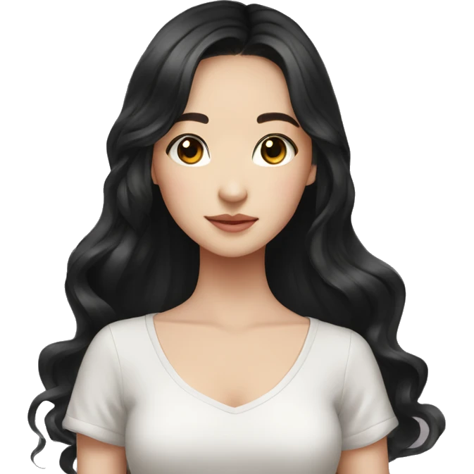 Beautiful girl,Black hair,wavy hair，long hair,Black eyes,Chinese emoji