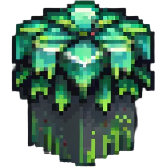 ultra-blocky minimal pixel art Minecraft grass block with few large square pixels emoji