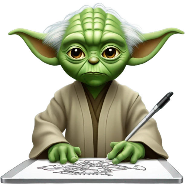 Master Yoda draws on a graphics tablet emoji
