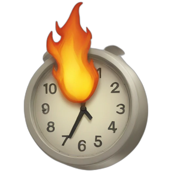 five minute clock on fire emoji