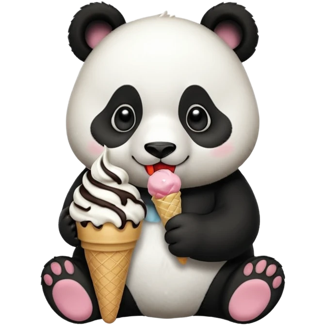 Panda eating ice cream emoji