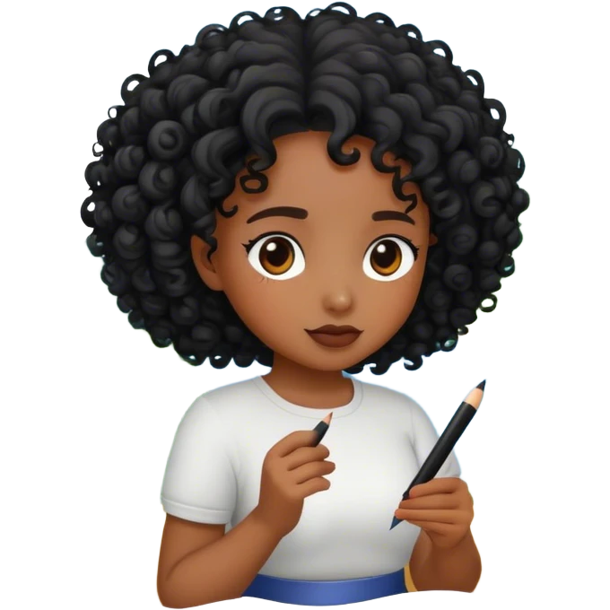 curly black  girl drawing landscapes emoji