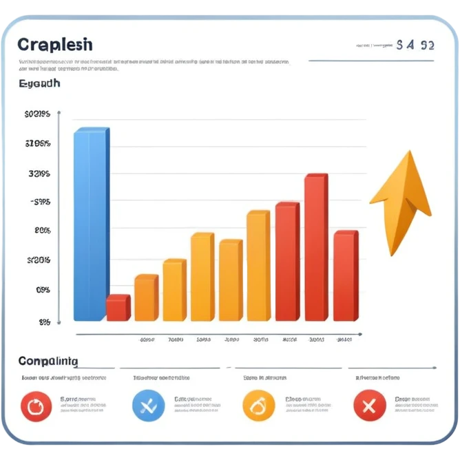 Professional presentation slide with compelling data chart and growth arrow emoji