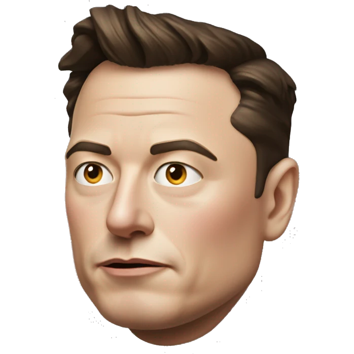 Semi-realistic Elon Musk head with serious face emoji