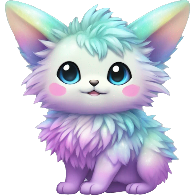 Shiny Sparkly Colorful Fluffy beautiful fantasy Kawaii Ethereal Anthro Sona Fakemon-animal Full Body emoji