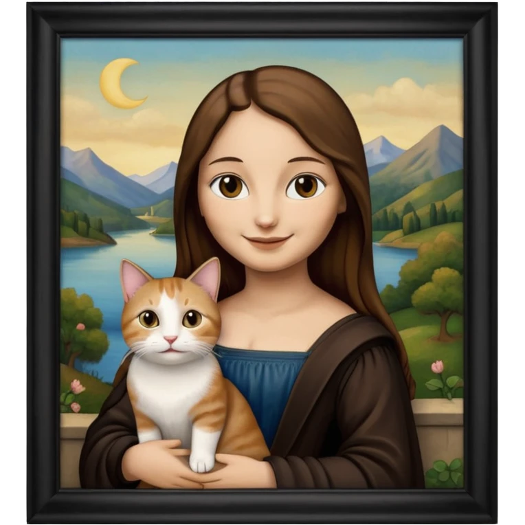 frame, painting, Mona Lisa, with cat emoji