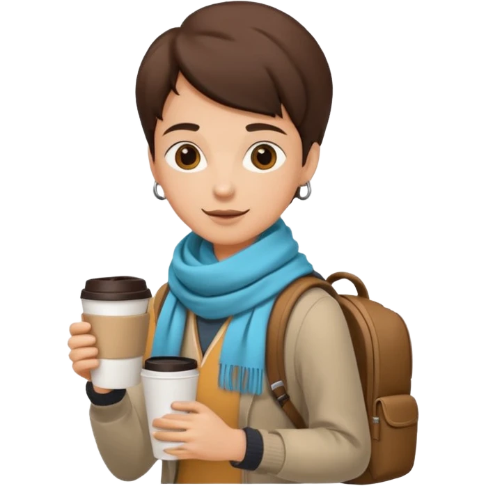 stylish traveler with coffee cup on hand emoji
