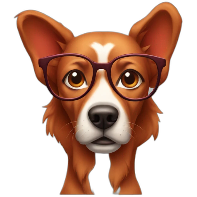 Red dog with glasses emoji