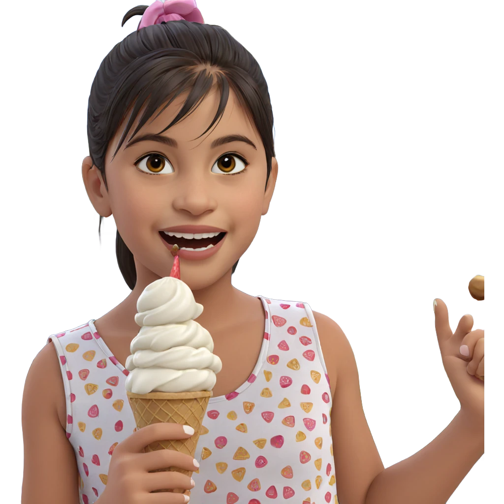happy girl enjoying ice cream emoji