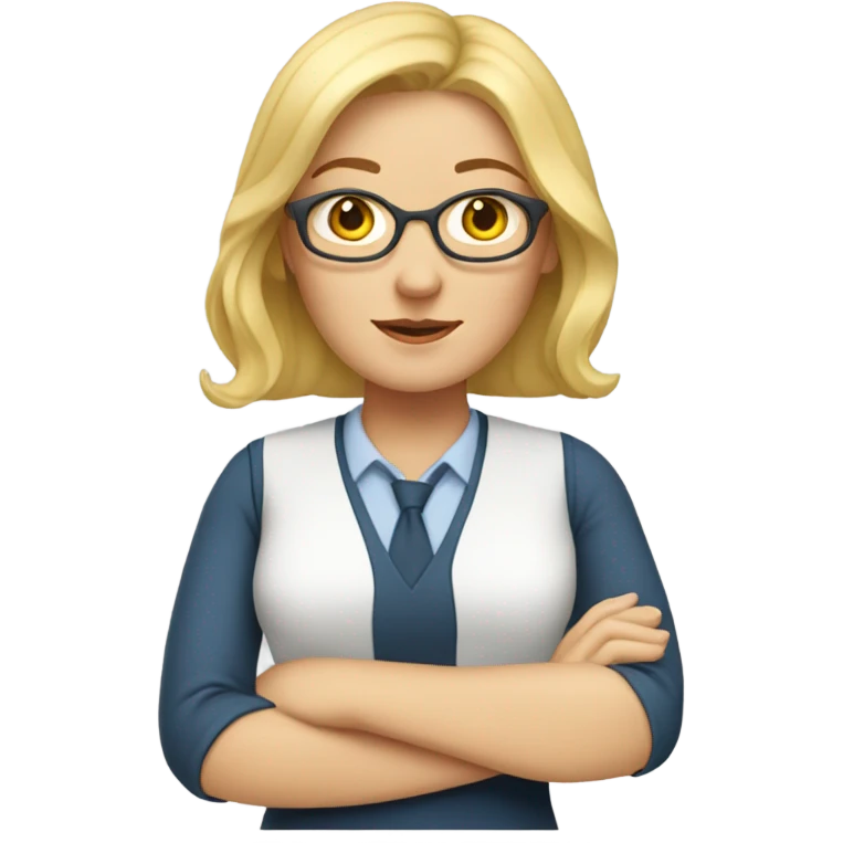 apple style emoji, with blond white woman as teacher emoji