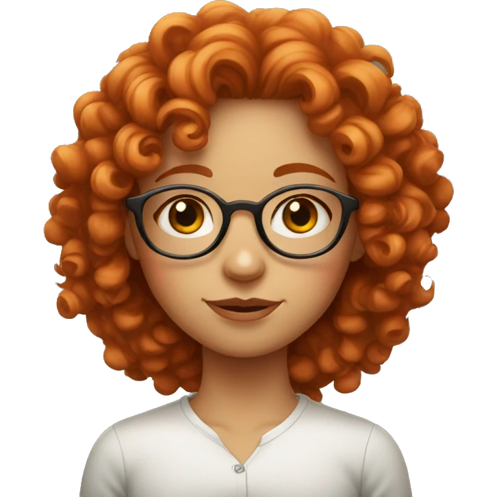 curly red head  girl with thin round glasses emoji
