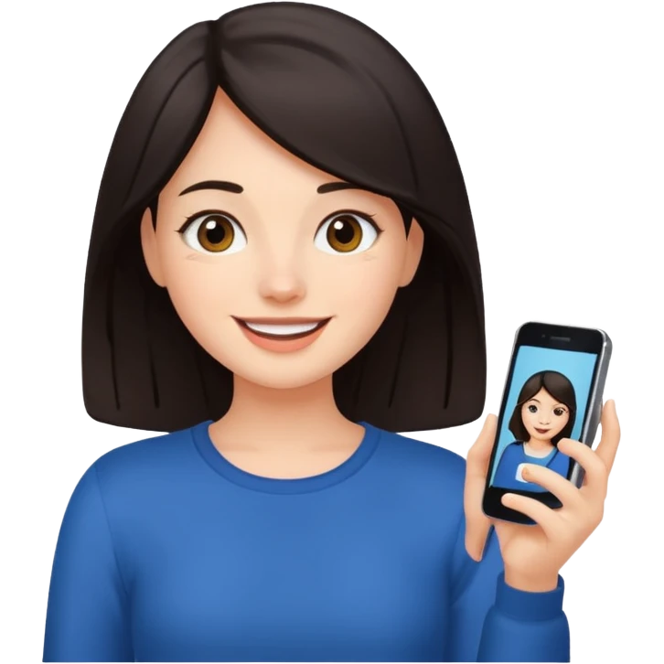 quiero crear una chica con una movil como si estuviese grabando vlog con el pelo oscuro  emoji
