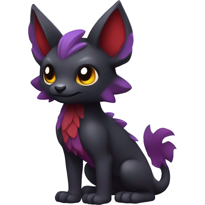 Cute cool dark black red purple animal hybrid Fakemon full body emoji