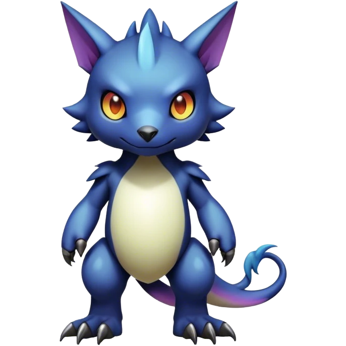 Cute cool colorful dark Digimon-animal-hybrid full body emoji