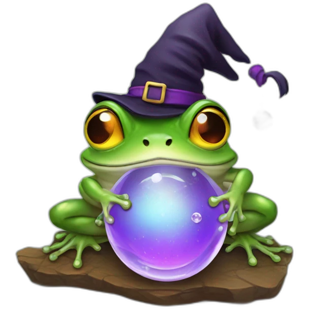Witch frog with crystal ball emoji