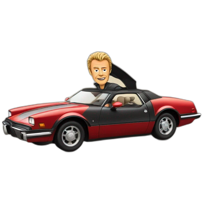 Johnny Hallyday sur le toit d'une voiture emoji