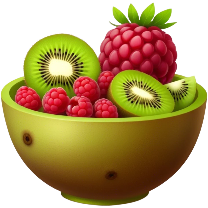 Fruit bowl with raspberry and kiwi emoji