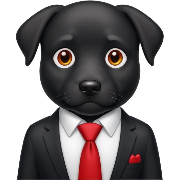 black dog with red tie,white shirt emoji