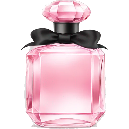 light pink crystal perfume bottle with black ribbon display emoji