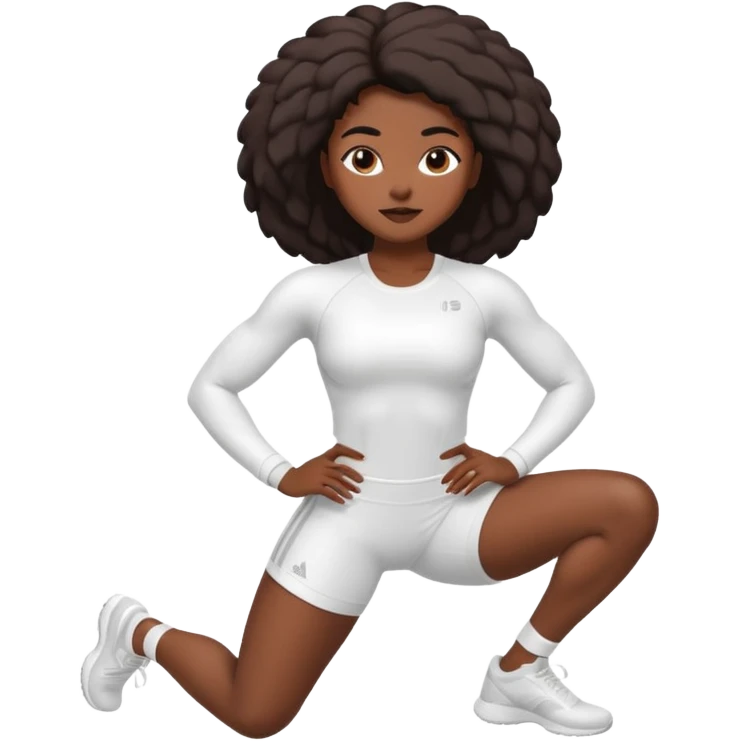 darkskin back woman in white sportswear Fit body focus chin to thigh emoji