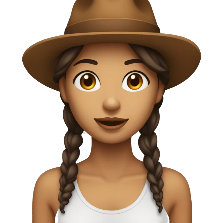 mulher morena com chapéu nordetina e cabelo marrom emoji