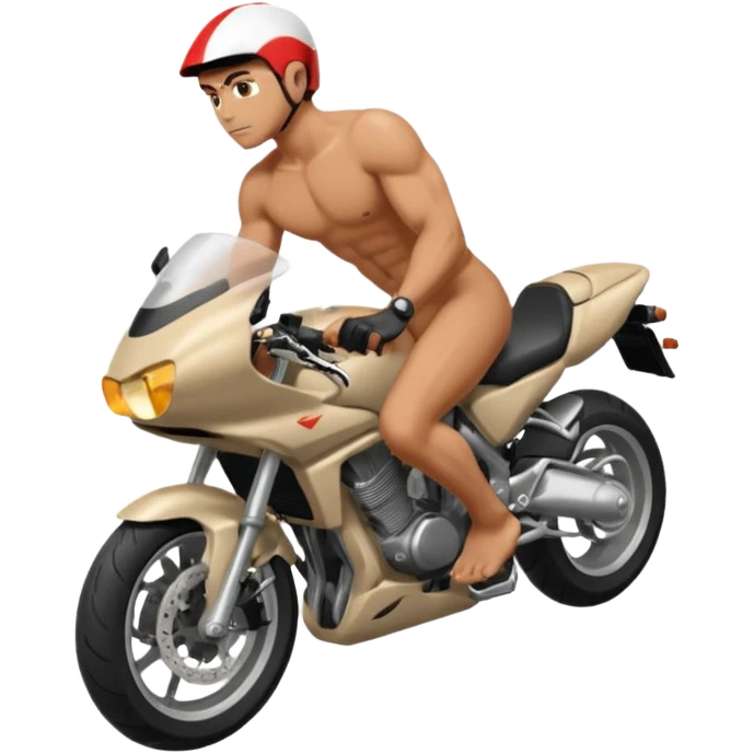 naked man riding sport motorcycle back view emoji