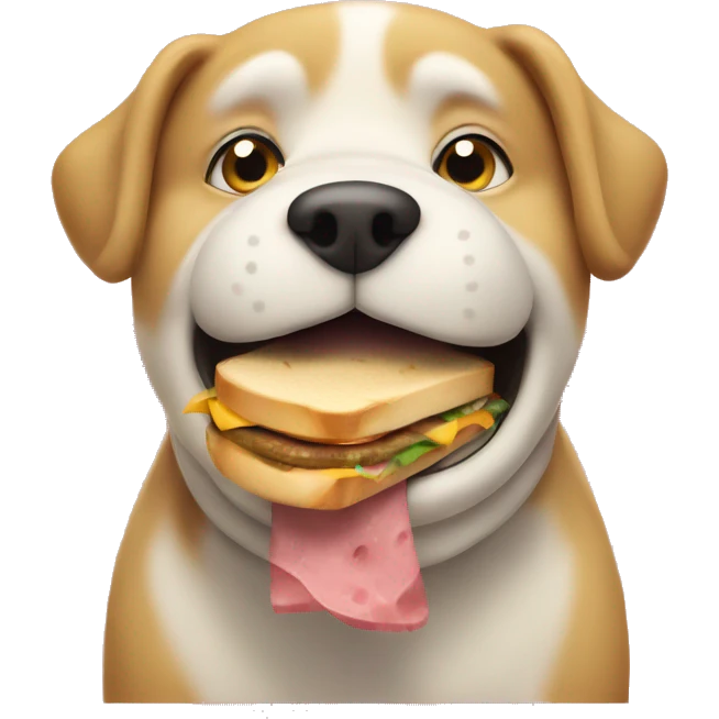 An obese dog eating a sandwich  emoji