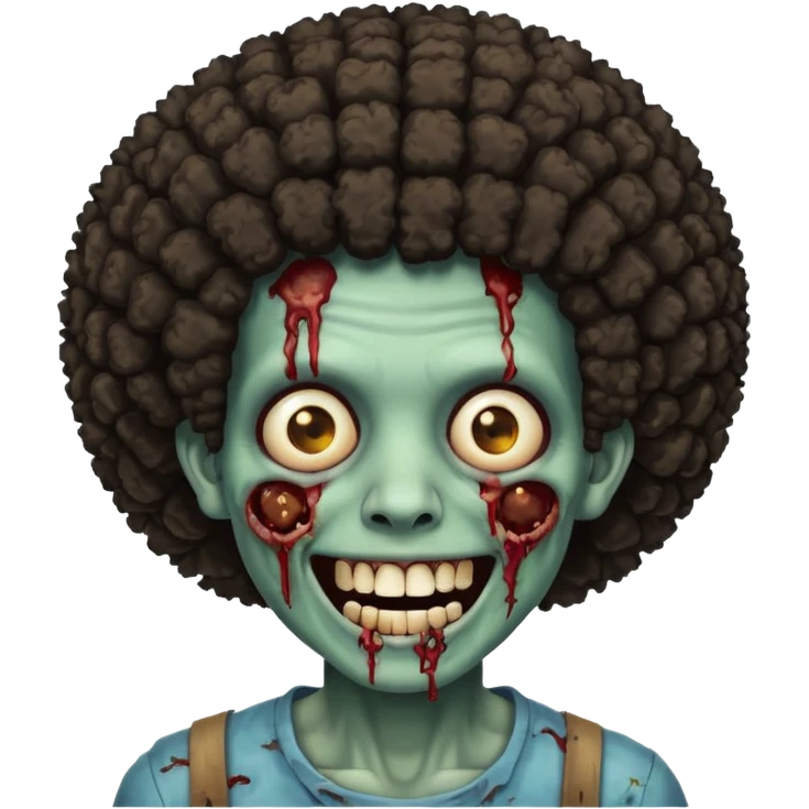 zombie with afro smiling with braces emoji