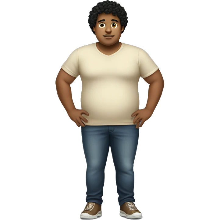 Brownish-yellow skin, overweight, young man, black curly hair. emoji