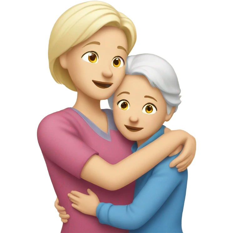 grandmother hugging her blond granddaughter  emoji