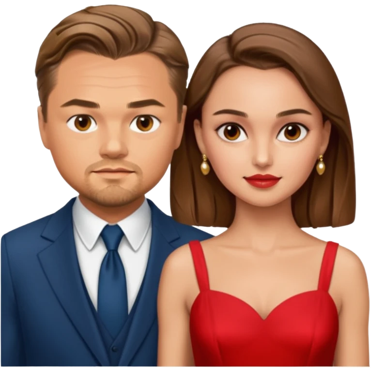 leonardo di caprio and Natalie Portman in a red dress emoji