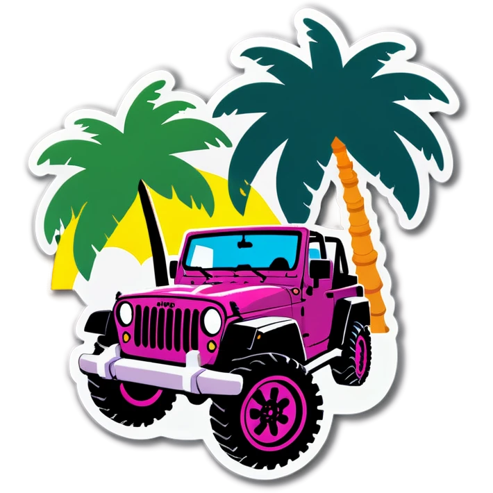 Jeep and palm tree emoji