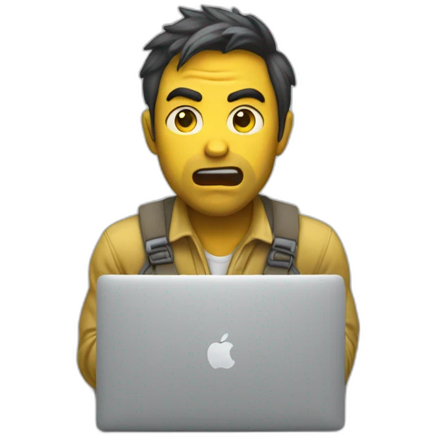 scared developer with macbook (yellow skin) emoji