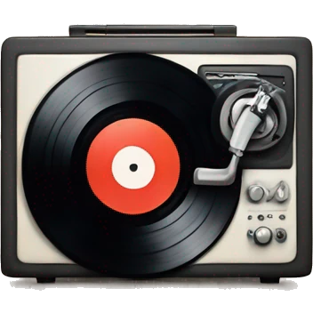Vinyl record with letters TV in the mid emoji