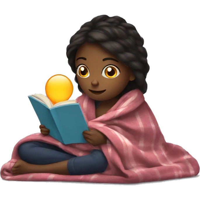 girl reading kindle with blanket emoji