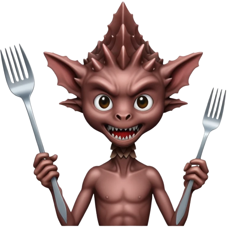 A demogorgon holding a fork emoji