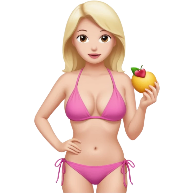 A sexy women with big boobs in pink bikini emoji