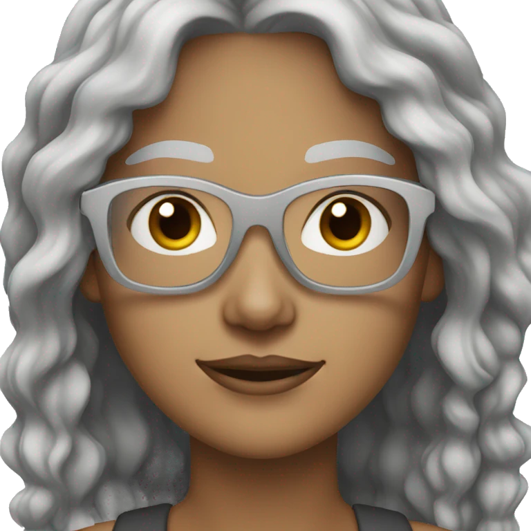 Black glasses Caucasian Woman brown eyebrows grey hair white skin emoji