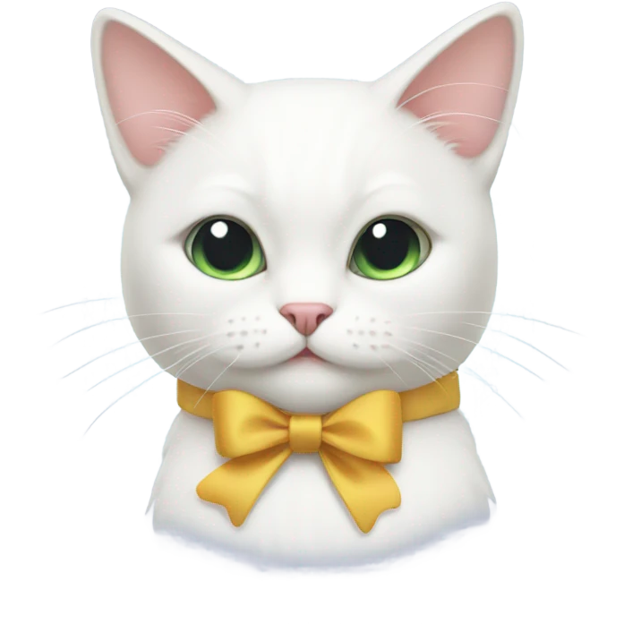 White cat with a bow emoji