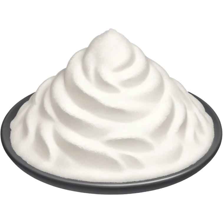 small heap of fine white baking powder, soft fluffy texture, slightly uneven surface, dry and light, a few scattered specks, 3D-rendered, minimal, soft shadows, no faces or extra elements, transparent background, emoji scale emoji