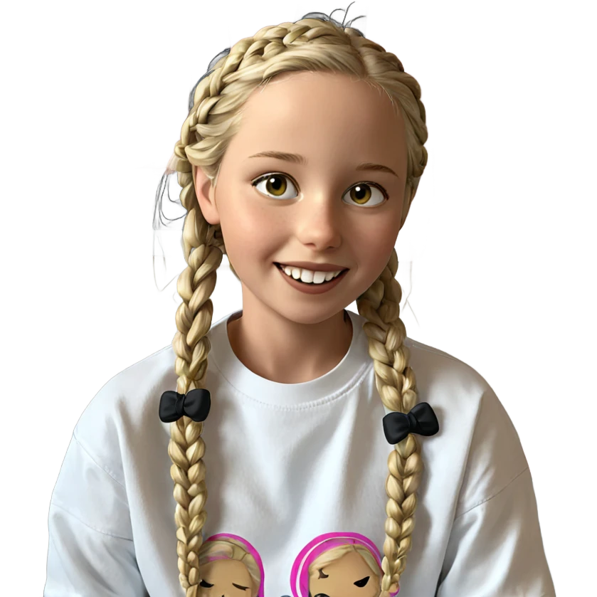 smiling girl with blonde braids emoji