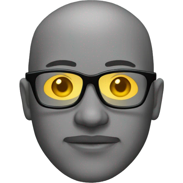man with grey skin, no hair, stubble, wearing glasses that have a distinctively yellow tint emoji
