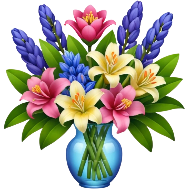 Lilies, hyacinths and camellias in a flower bouquet emoji