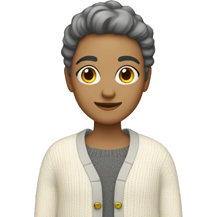 Cream cardigan with grey accents emoji