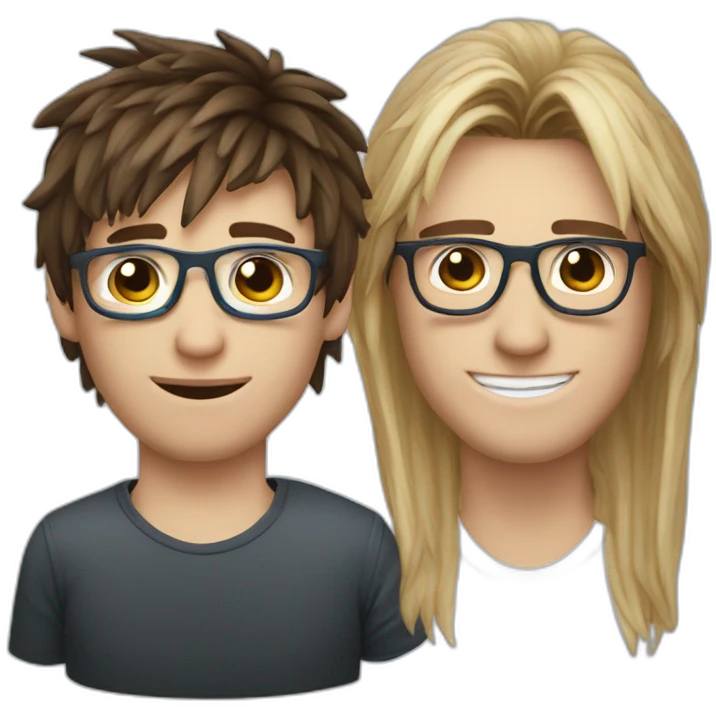 Guy with forsted vs blue spectacles messi hair with little mullets brown hair  emoji